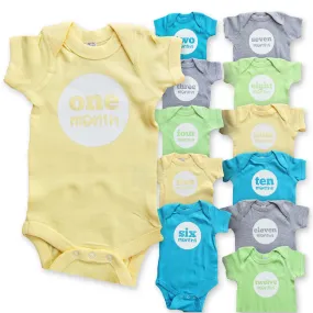 Baby Gender Neutral Monthly Photo Bodysuit Set