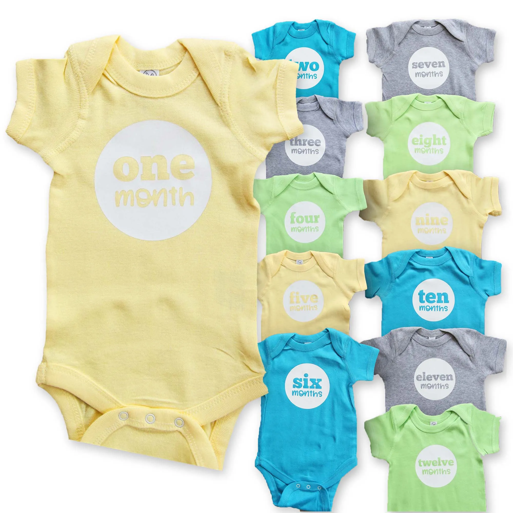 Baby Gender Neutral Monthly Photo Bodysuit Set