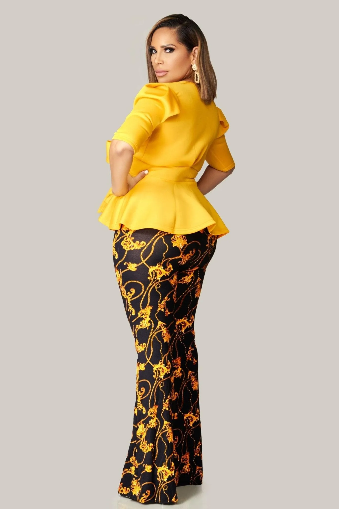 Baroque Chain Printed Flared Pants