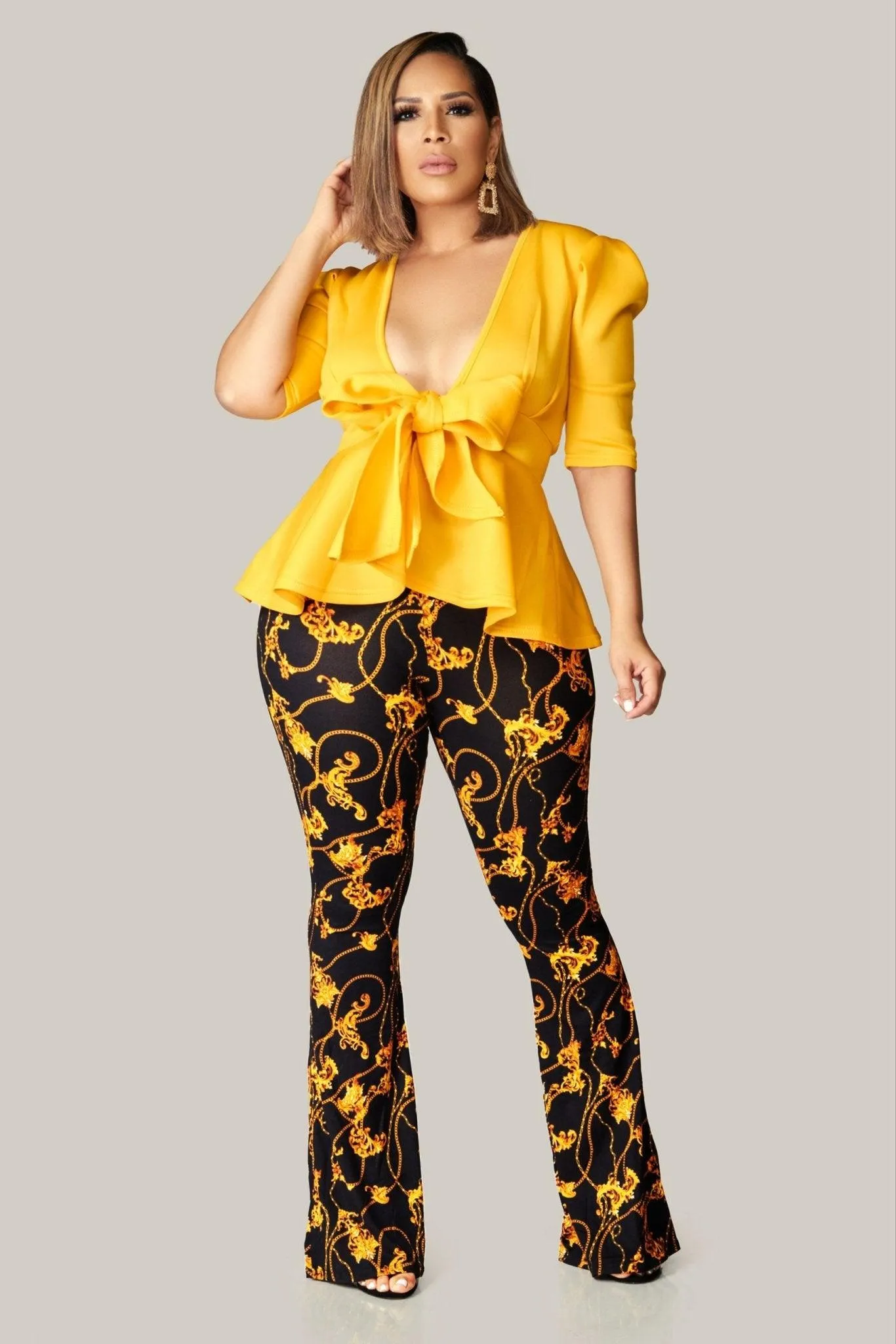 Baroque Chain Printed Flared Pants