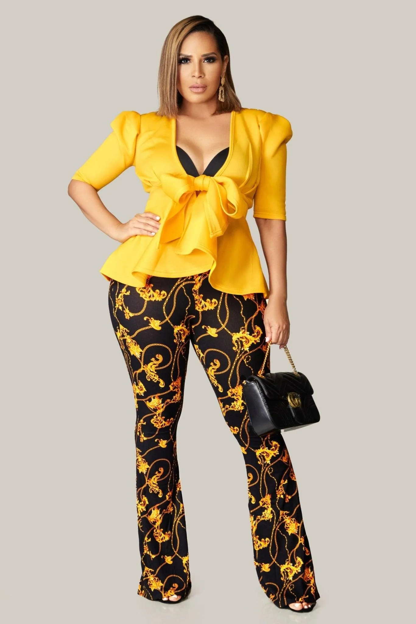 Baroque Chain Printed Flared Pants