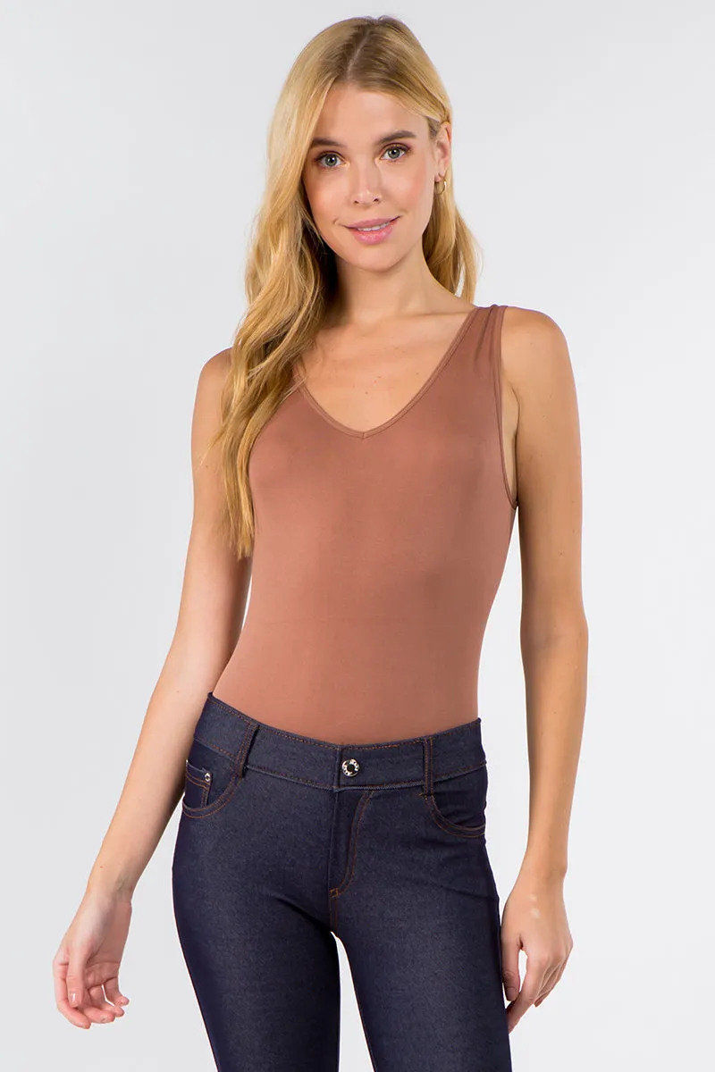 Basic V-Neck Tank Top Bodysuit
