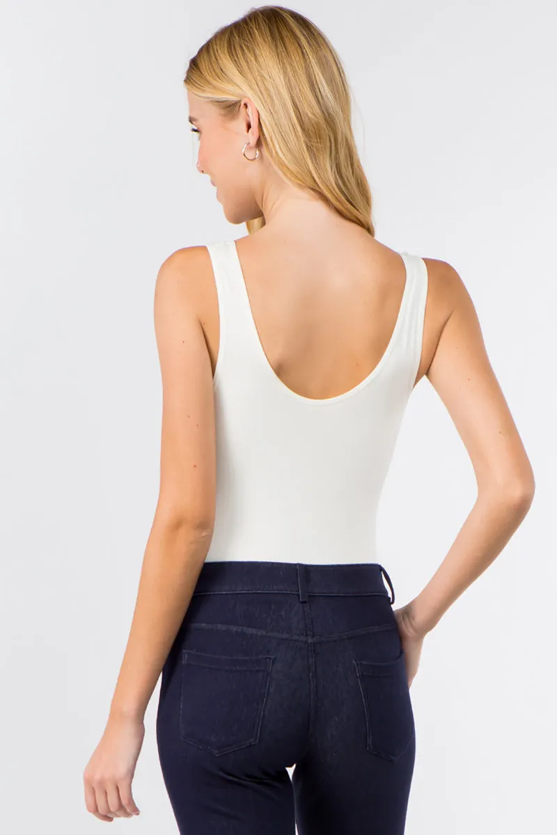Basic V-Neck Tank Top Bodysuit