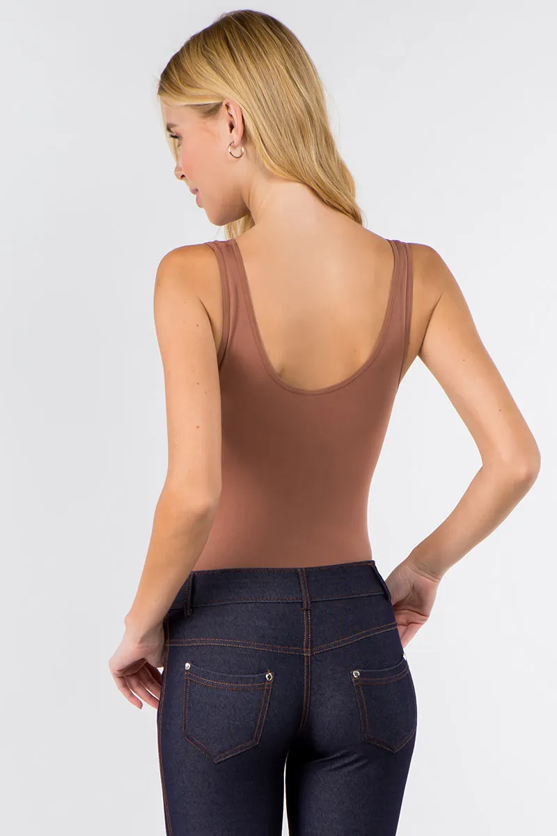 Basic V-Neck Tank Top Bodysuit