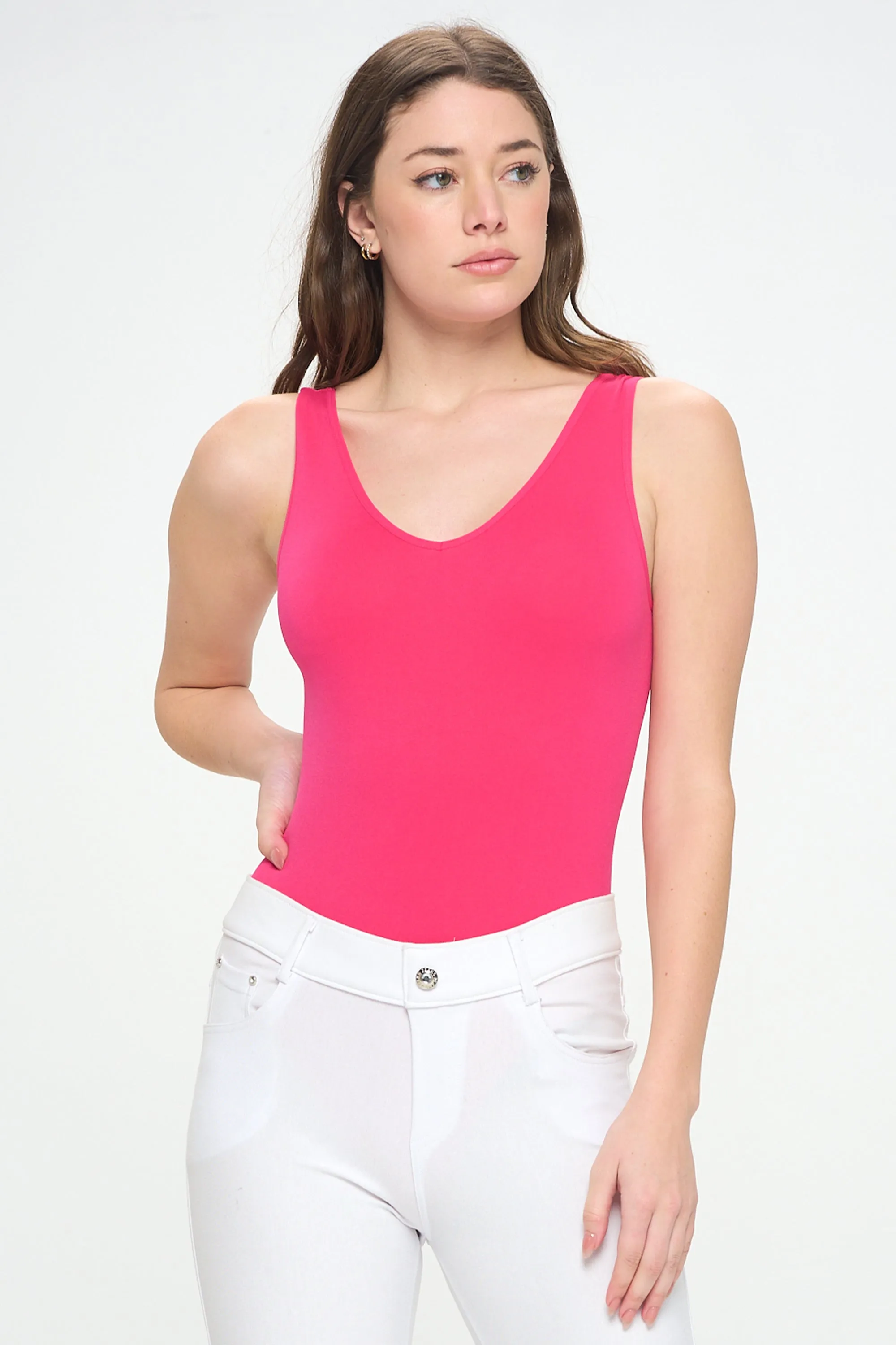 Basic V-Neck Tank Top Bodysuit
