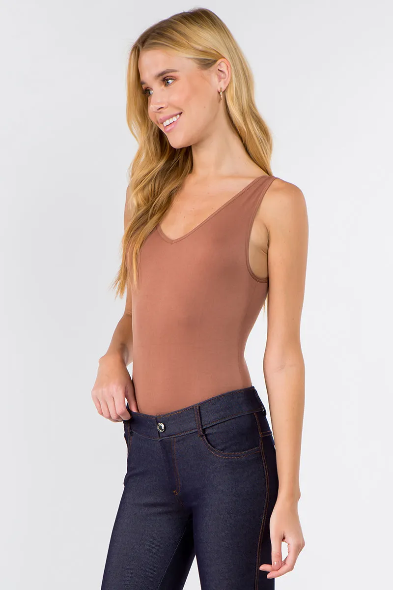 Basic V-Neck Tank Top Bodysuit