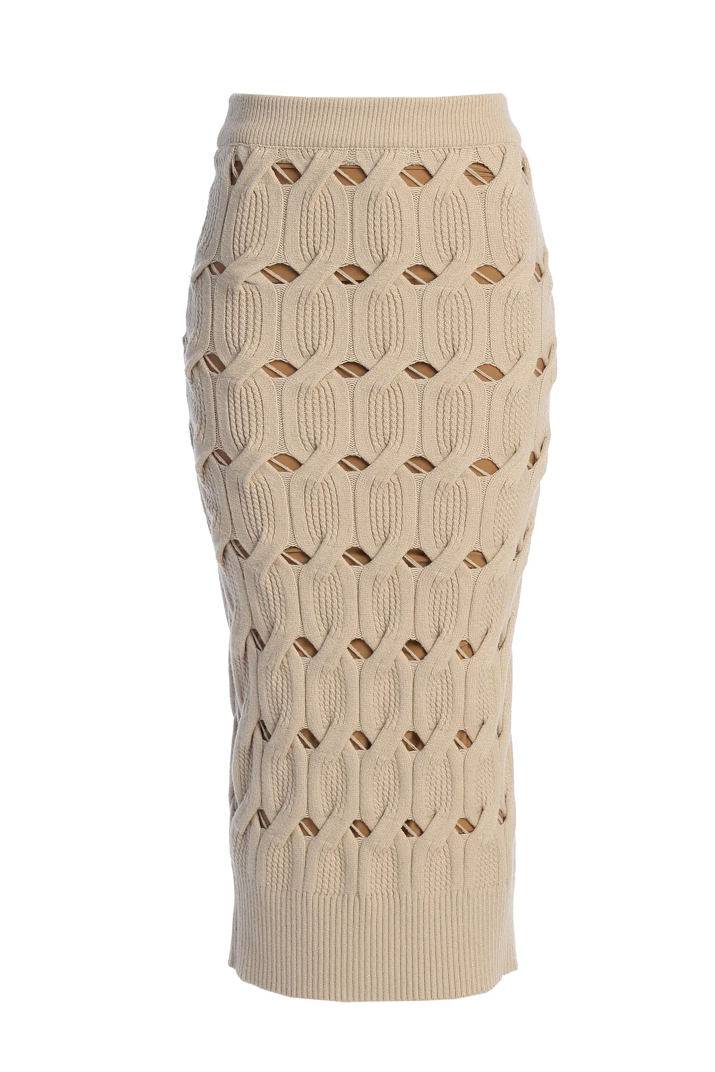Beige Morgan Knit Maxi Skirt