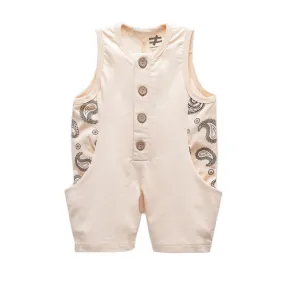 Beige Paisley Trim Romper