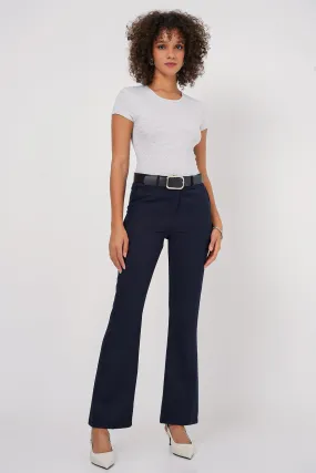 BGD Women Belted Spanish Flare Pants - Navy - Fribourg