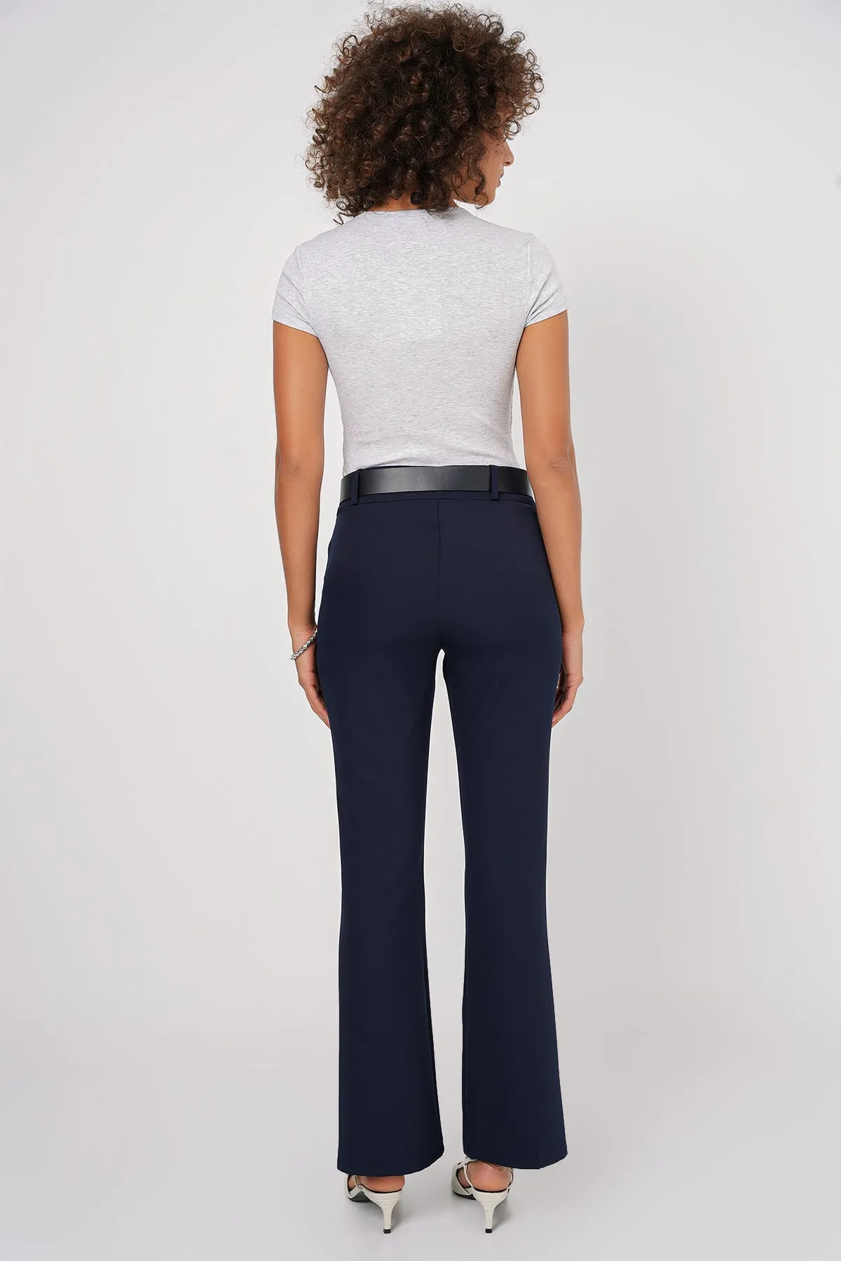 BGD Women Belted Spanish Flare Pants - Navy - Fribourg