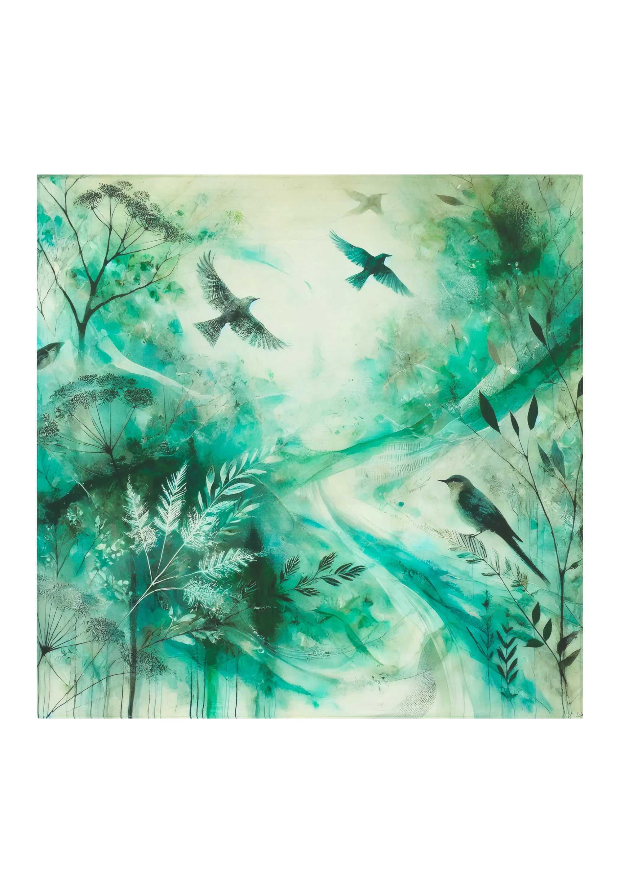 Birds Silk Printed Scarf