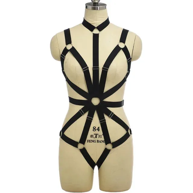 Black Dahlia Elastic Body Cage Harnesses