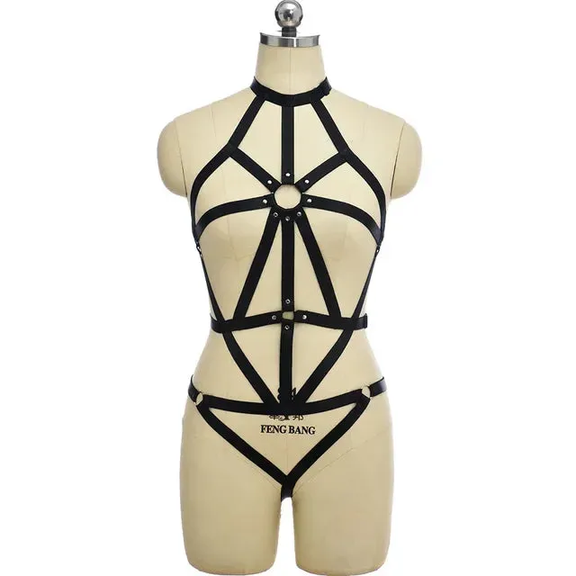Black Dahlia Elastic Body Cage Harnesses