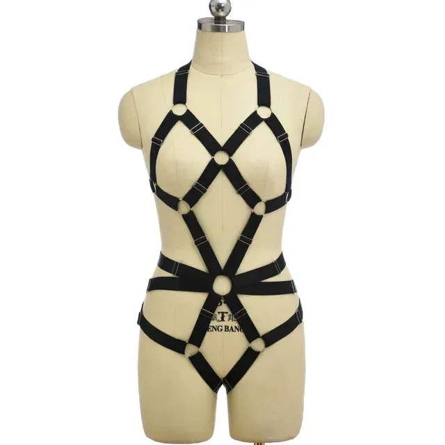 Black Dahlia Elastic Body Cage Harnesses