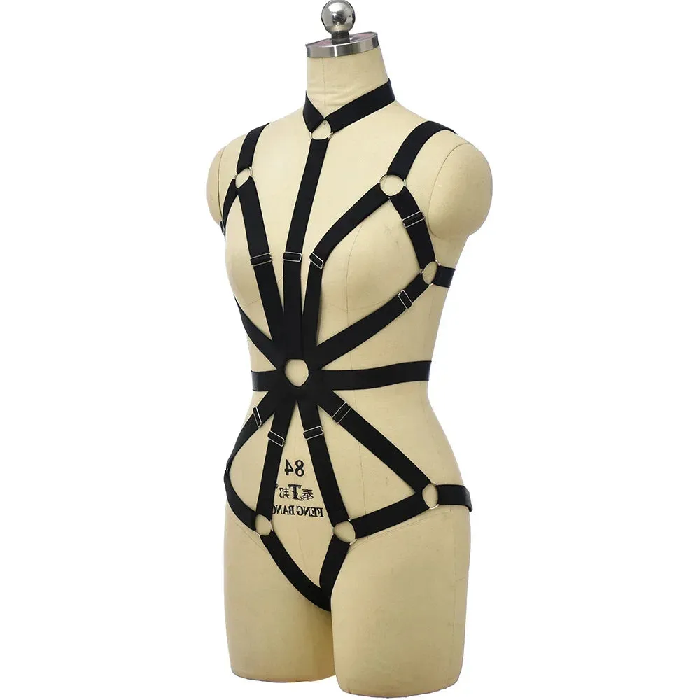 Black Dahlia Elastic Body Cage Harnesses