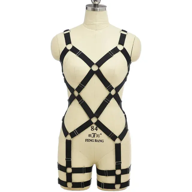Black Dahlia Elastic Body Cage Harnesses