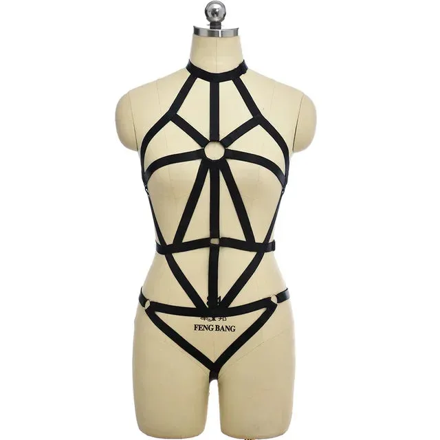 Black Dahlia Elastic Body Cage Harnesses