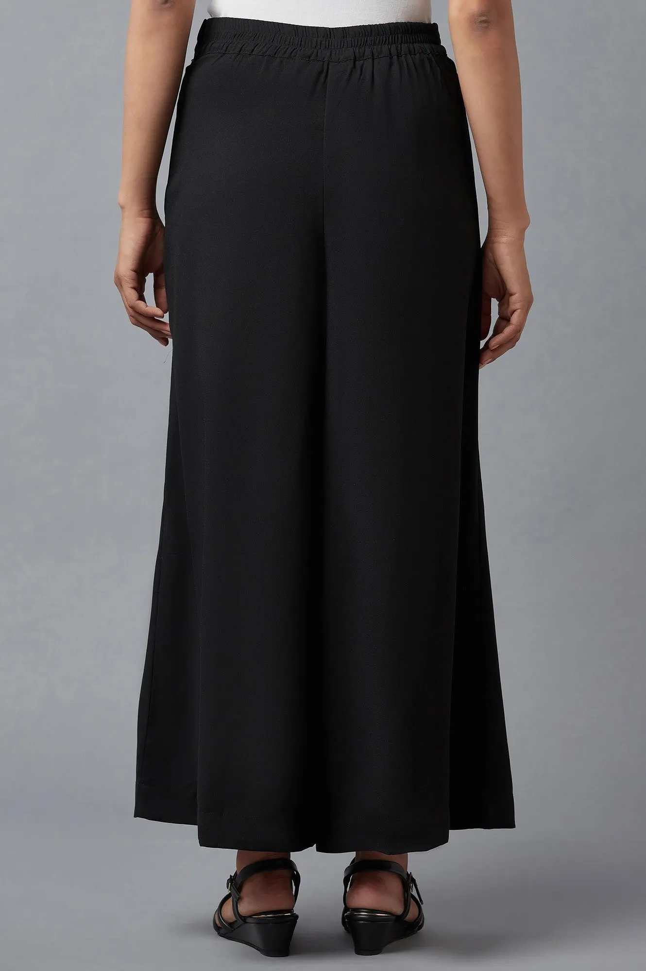 Black Wide Leg Moss Flared Pants