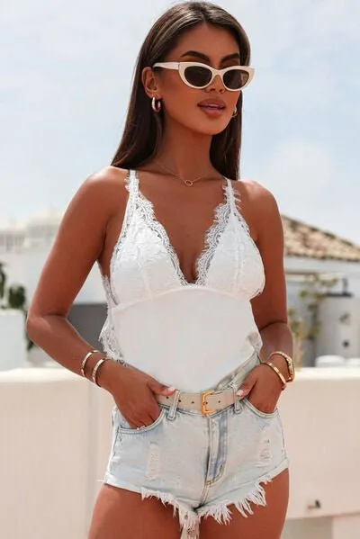 Blissful Breeze Sleeveless White Bodysuit