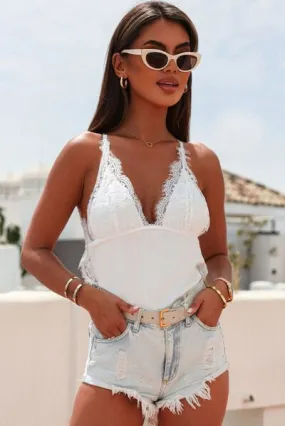 Blissful Breeze Sleeveless White Bodysuit