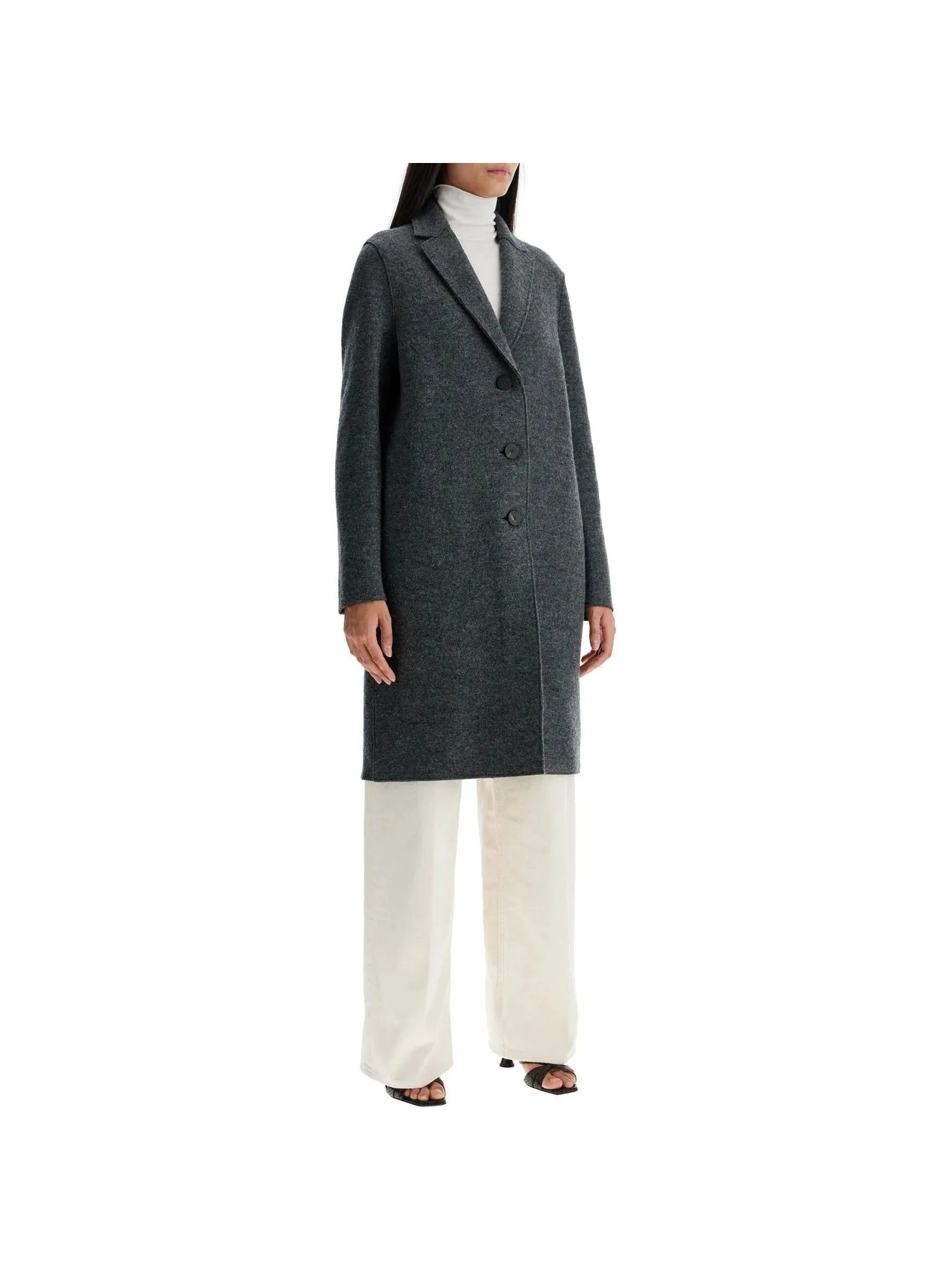 Boiled Wool Single-Breasted Coat