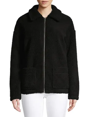 Brand new Women's Design Lab Zip-Front Sherpa Jacket in Black, Sz L! Retails $90 