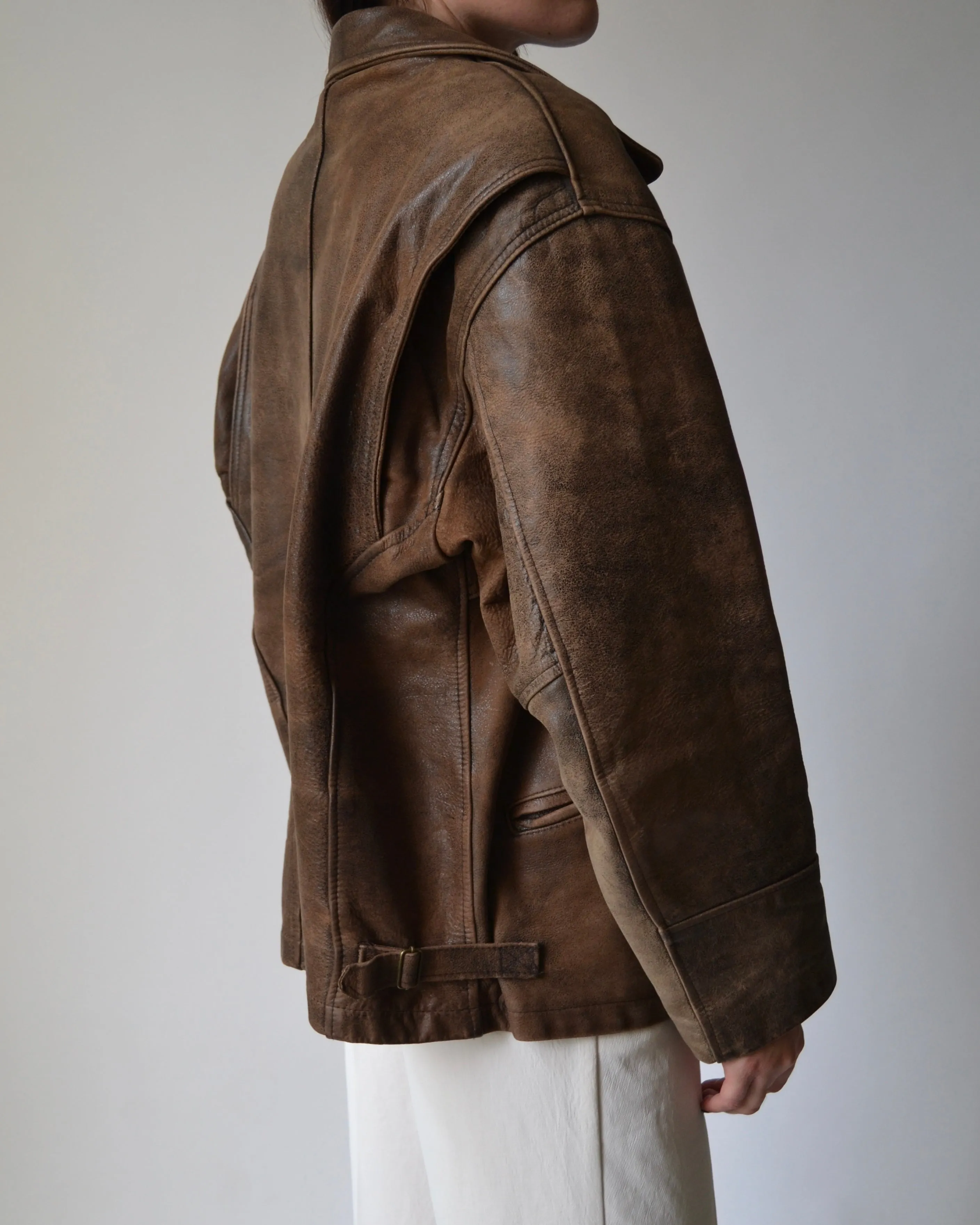 Brown Distressed Leather Jacket