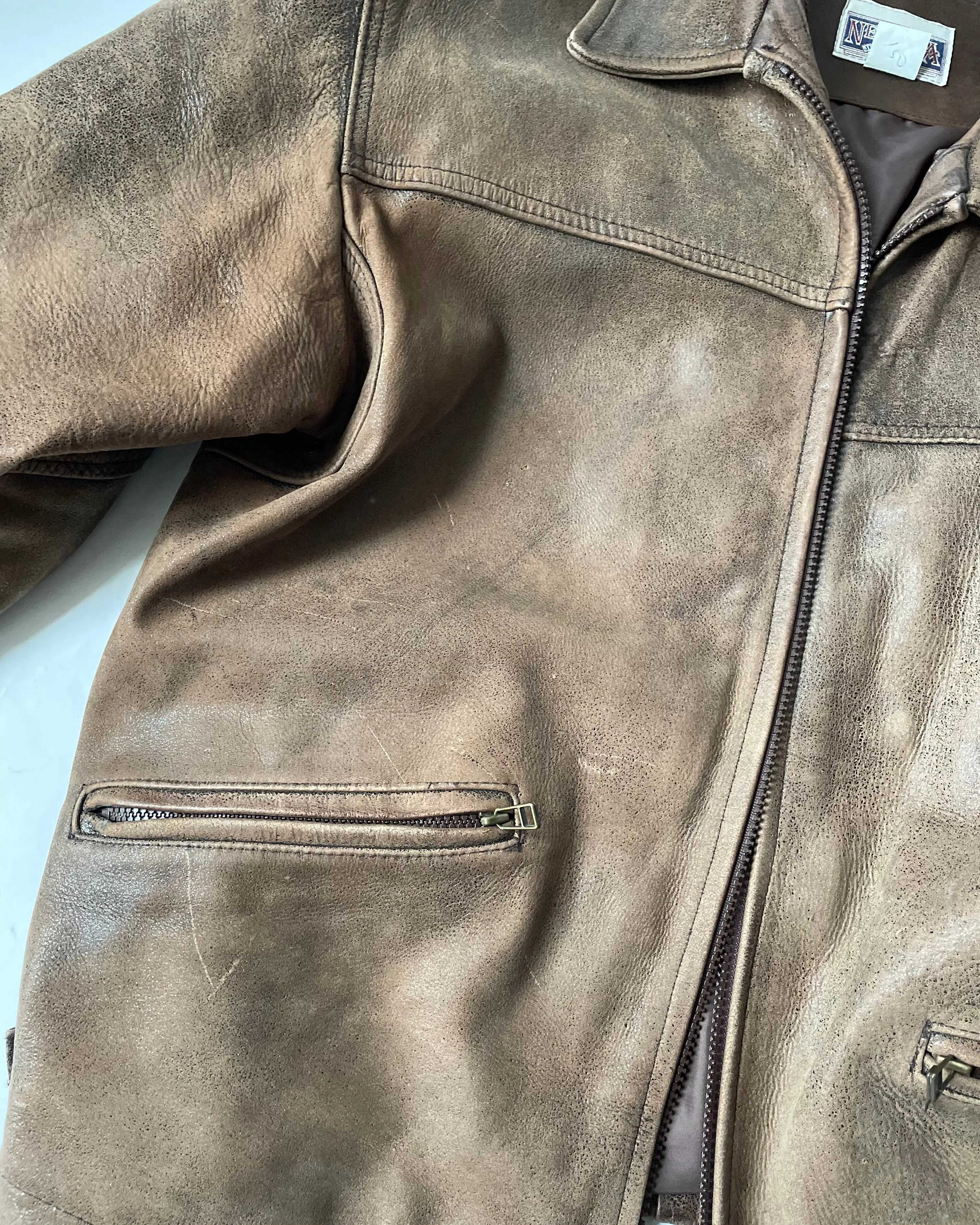 Brown Distressed Leather Jacket