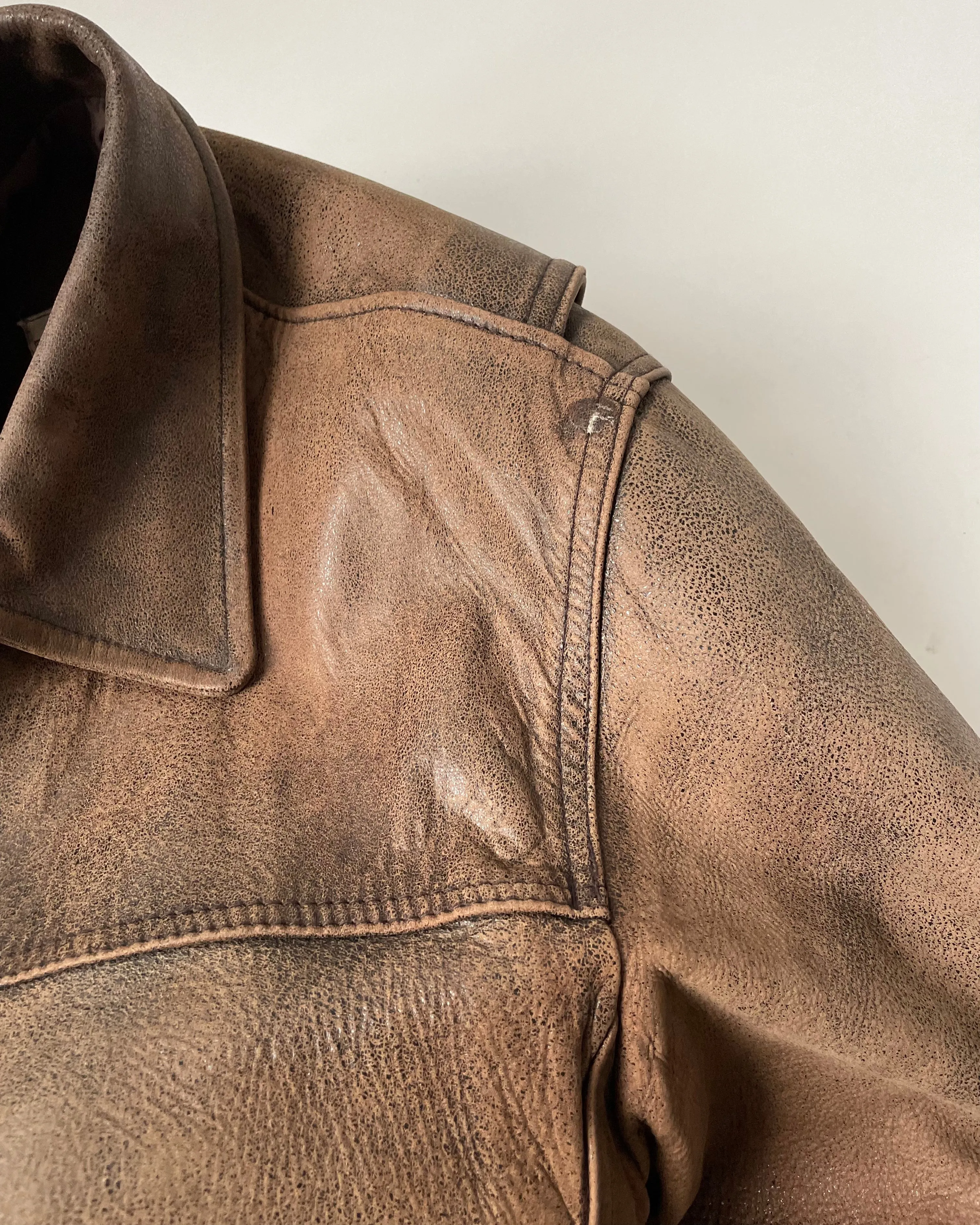 Brown Distressed Leather Jacket