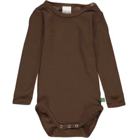 Brown Mist Merino Wool Long Sleeve Bodysuit