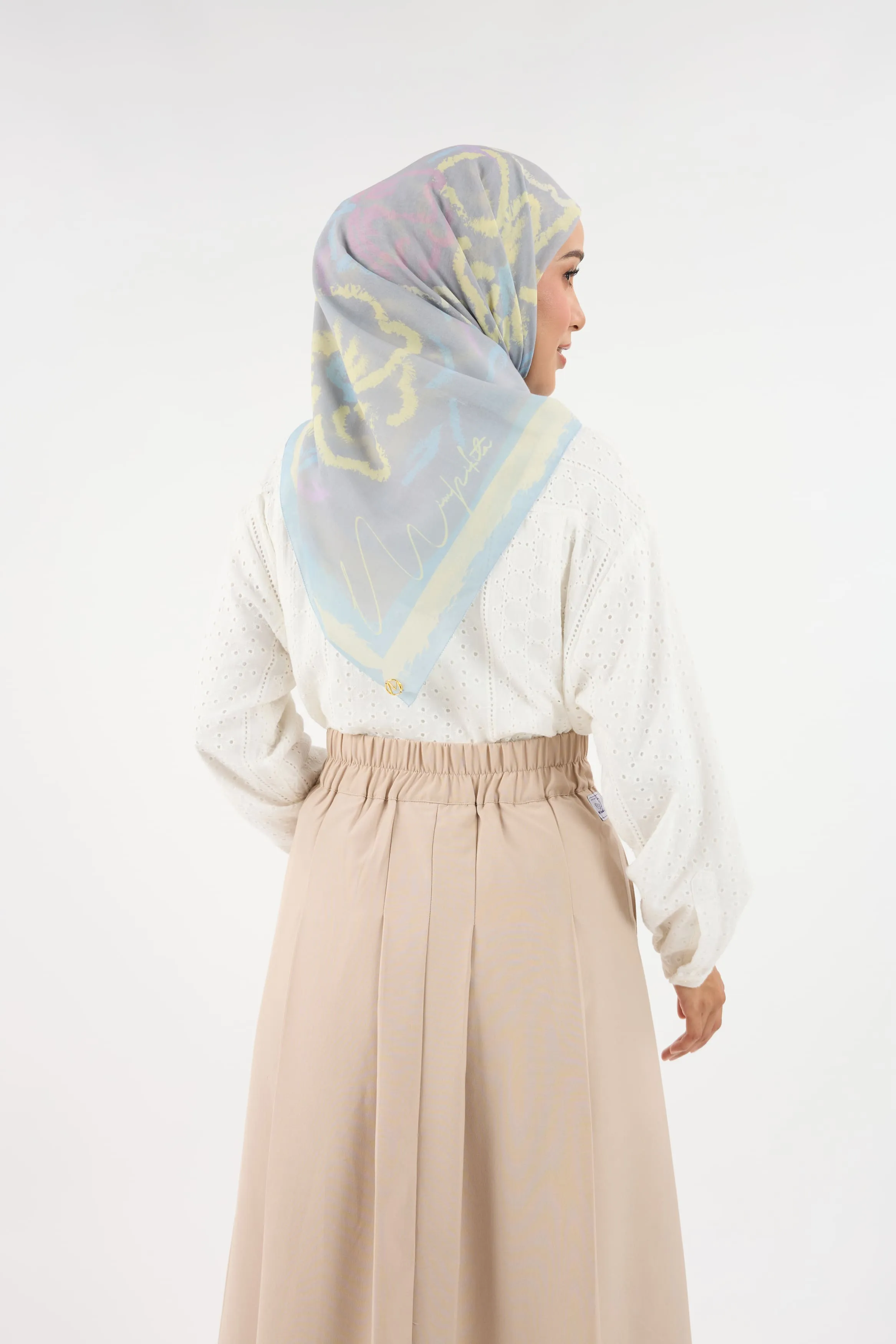 Bunga Raya Dusty Grey Square Scarf