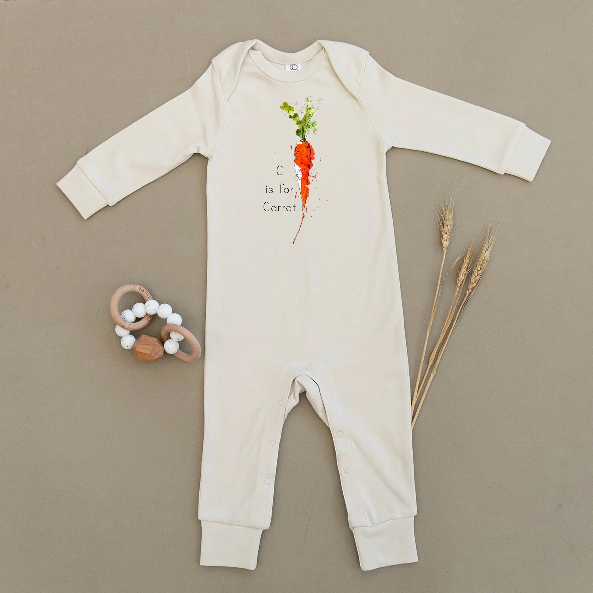 C is for Carrot Organic Baby Playsuit