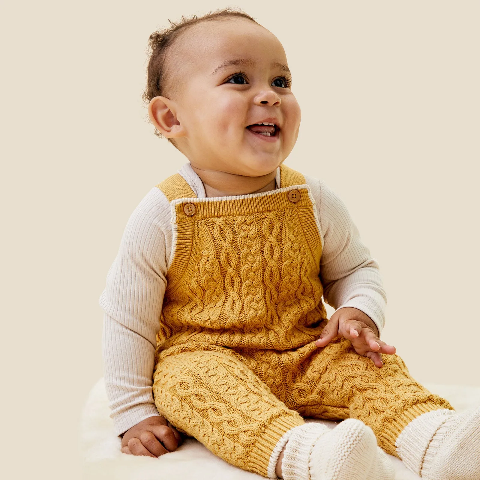 Cable Knit Dungarees & Bodysuit Outfit