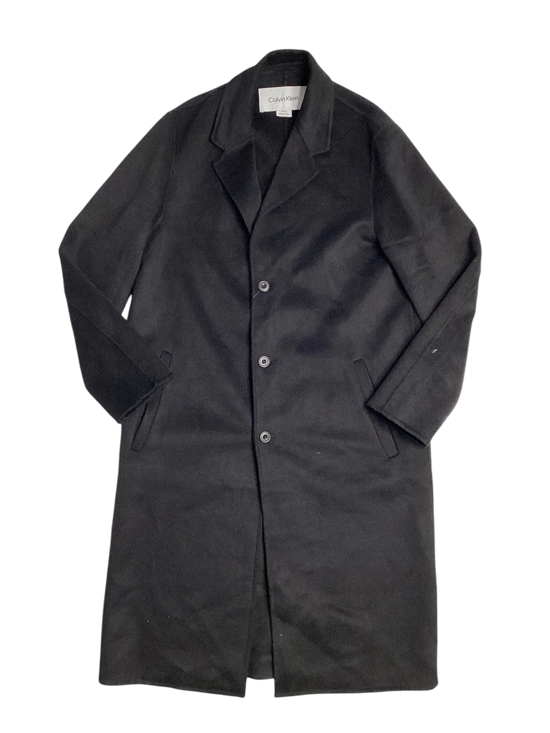 Calvin Klein Mens Regular Fit Wool Overcoat Coat Small Black