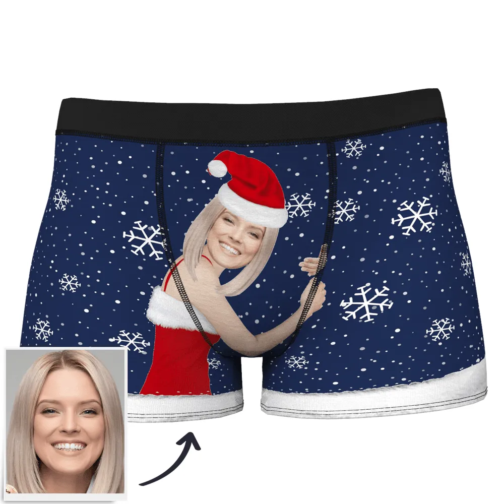 Christmas Gifts,Custom Face Men's Christmas Underwear Face On Body Boxers