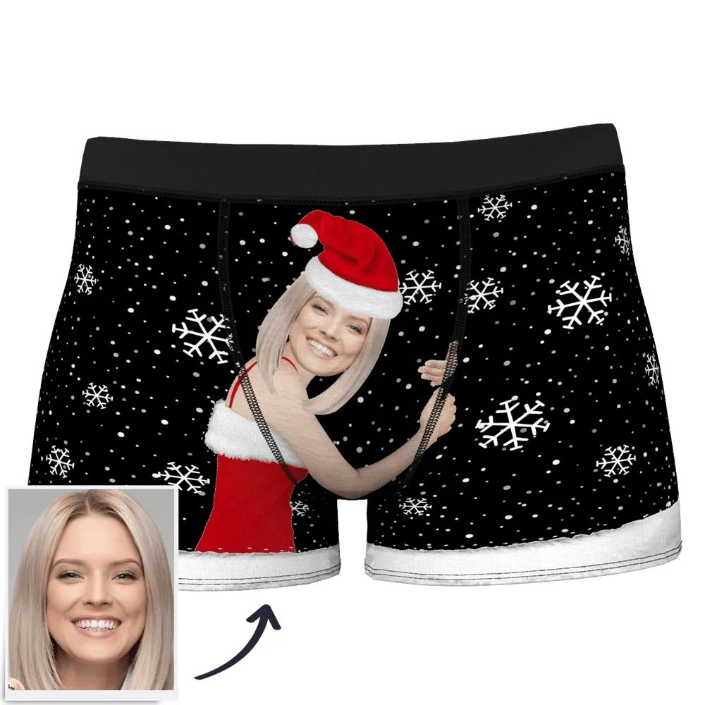 Christmas Gifts,Custom Face Men's Christmas Underwear Face On Body Boxers