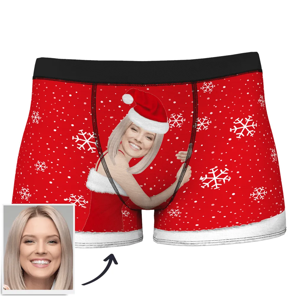 Christmas Gifts,Custom Face Men's Christmas Underwear Face On Body Boxers