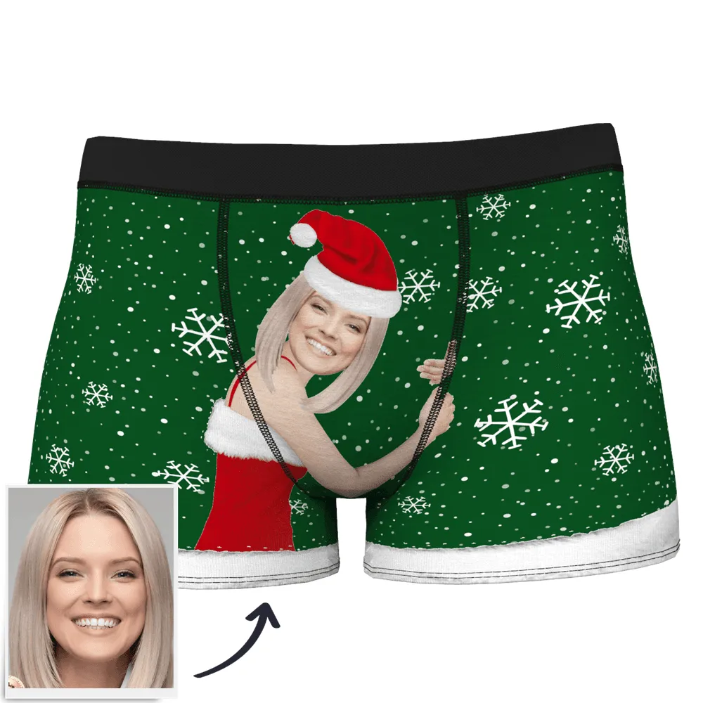 Christmas Gifts,Custom Face Men's Christmas Underwear Face On Body Boxers