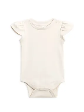 Colored Organics Pleated Petal Sleeve Organic Cotton Bodysuit with Shoulder Snaps