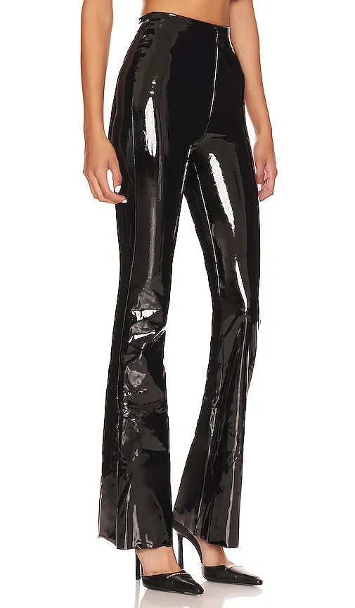 Commando Faux Patent Flared Legging in Black