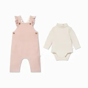 Corduroy Frilled Dungarees & Bodysuit Outfit