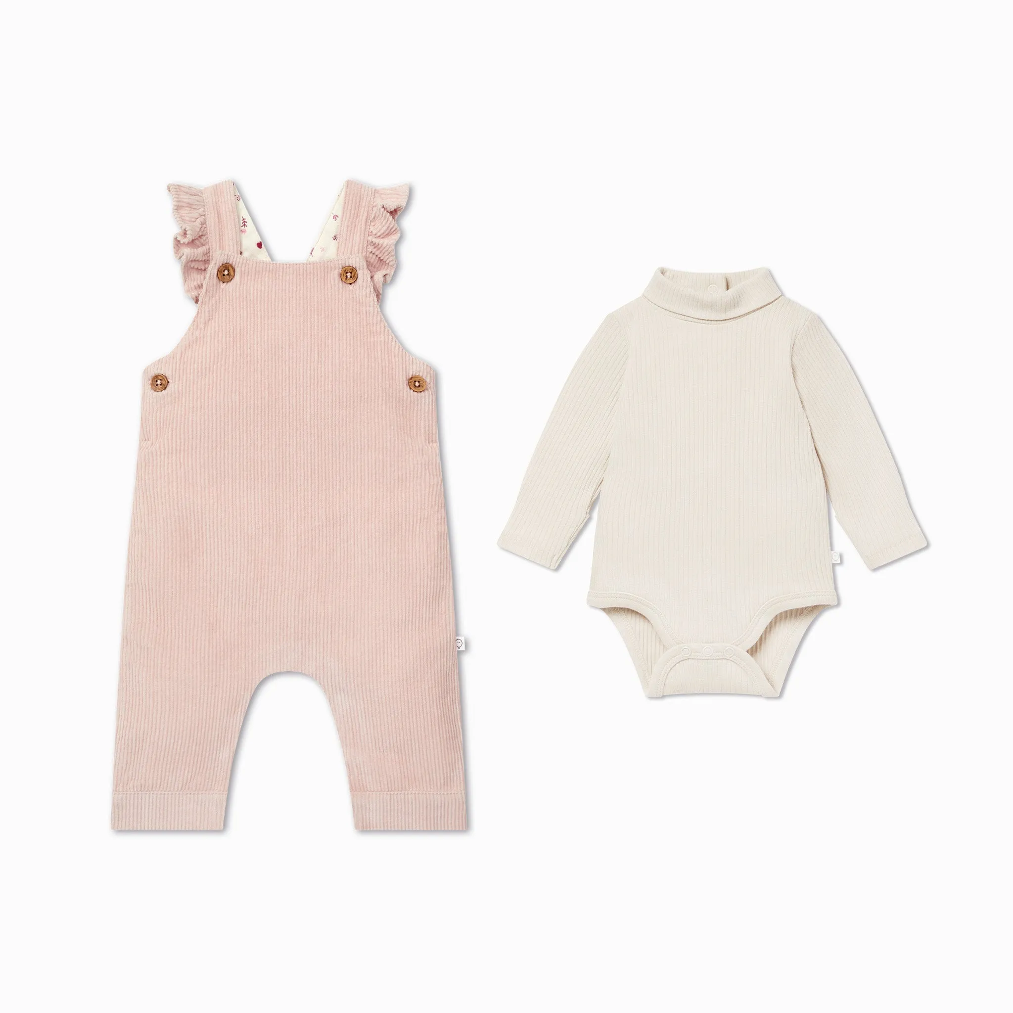 Corduroy Frilled Dungarees & Bodysuit Outfit