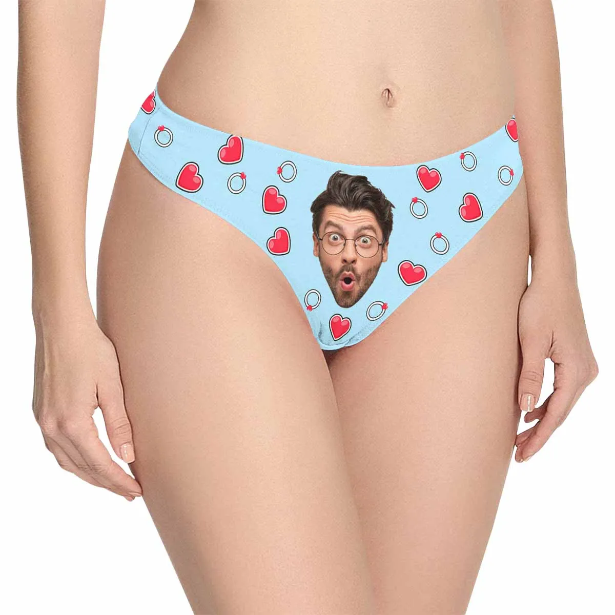 Custom Face Underwear for Her Personalized Heart Multicolor Thongs Panty Women's Lingerie Gifts for Girlfriend & Wife