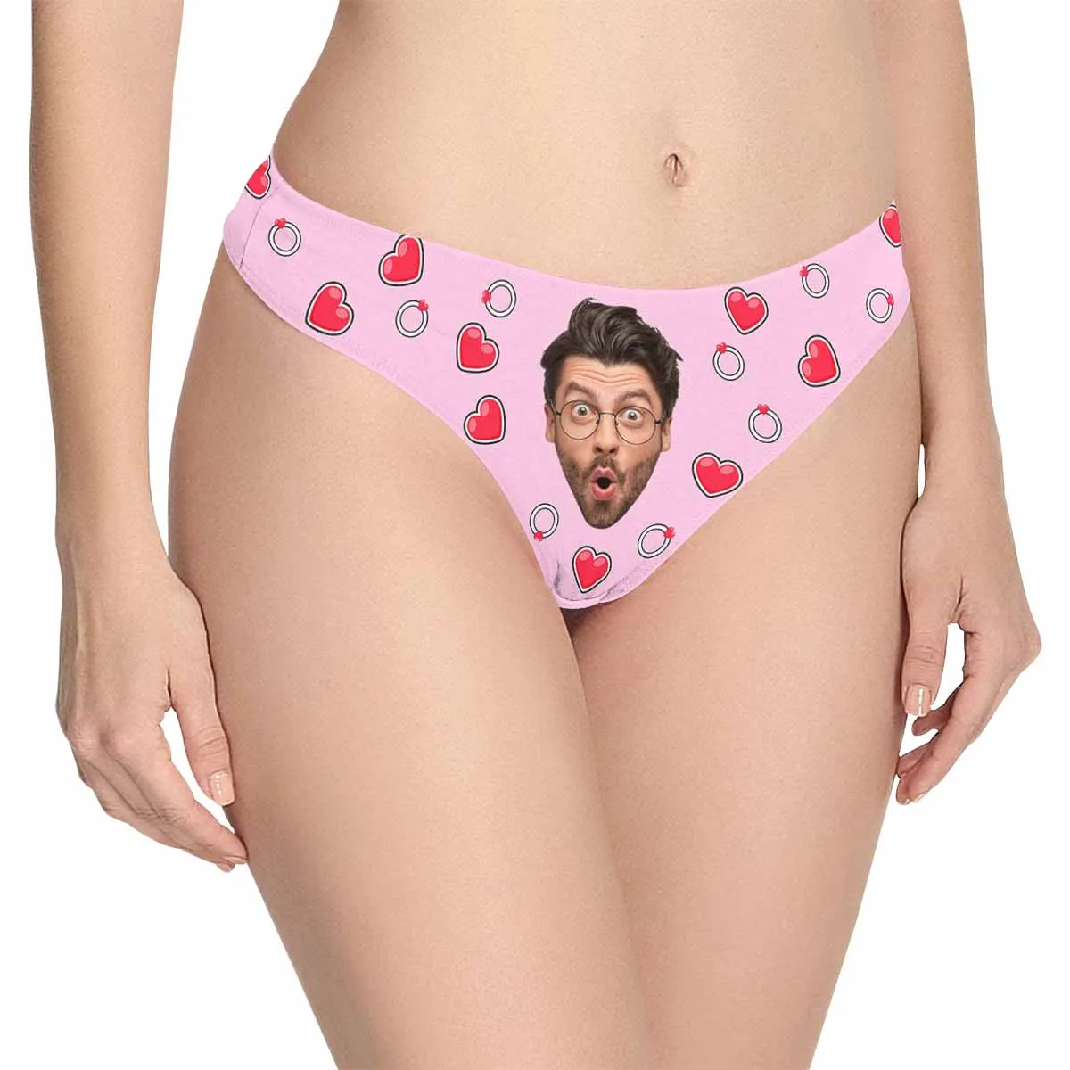 Custom Face Underwear for Her Personalized Heart Multicolor Thongs Panty Women's Lingerie Gifts for Girlfriend & Wife