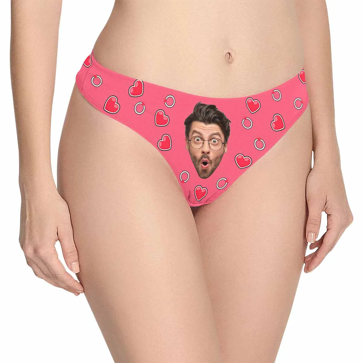 Custom Face Underwear for Her Personalized Heart Multicolor Thongs Panty Women's Lingerie Gifts for Girlfriend & Wife
