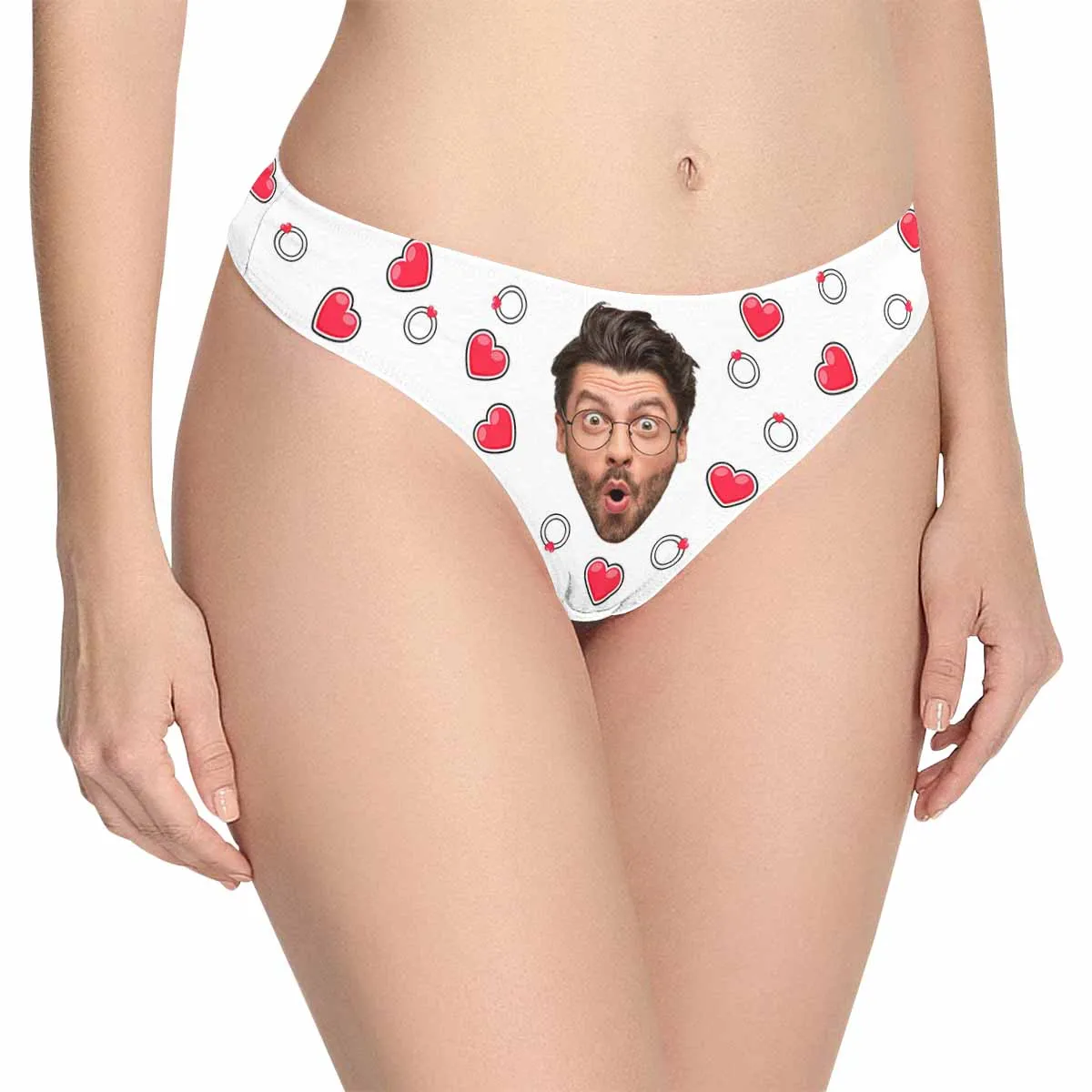 Custom Face Underwear for Her Personalized Heart Multicolor Thongs Panty Women's Lingerie Gifts for Girlfriend & Wife