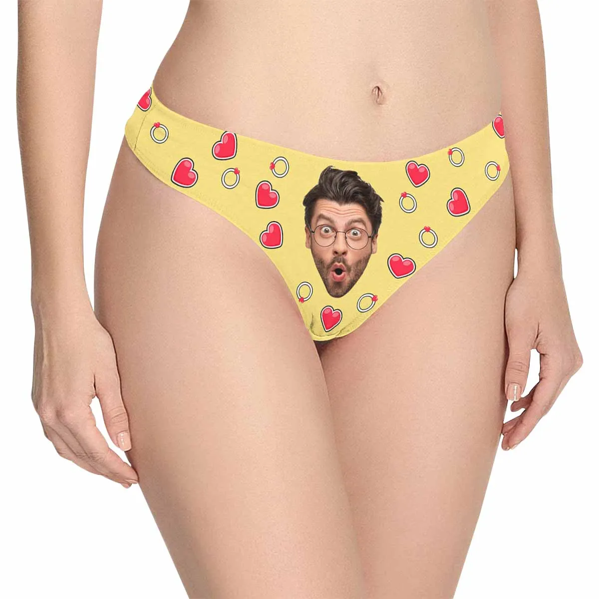 Custom Face Underwear for Her Personalized Heart Multicolor Thongs Panty Women's Lingerie Gifts for Girlfriend & Wife