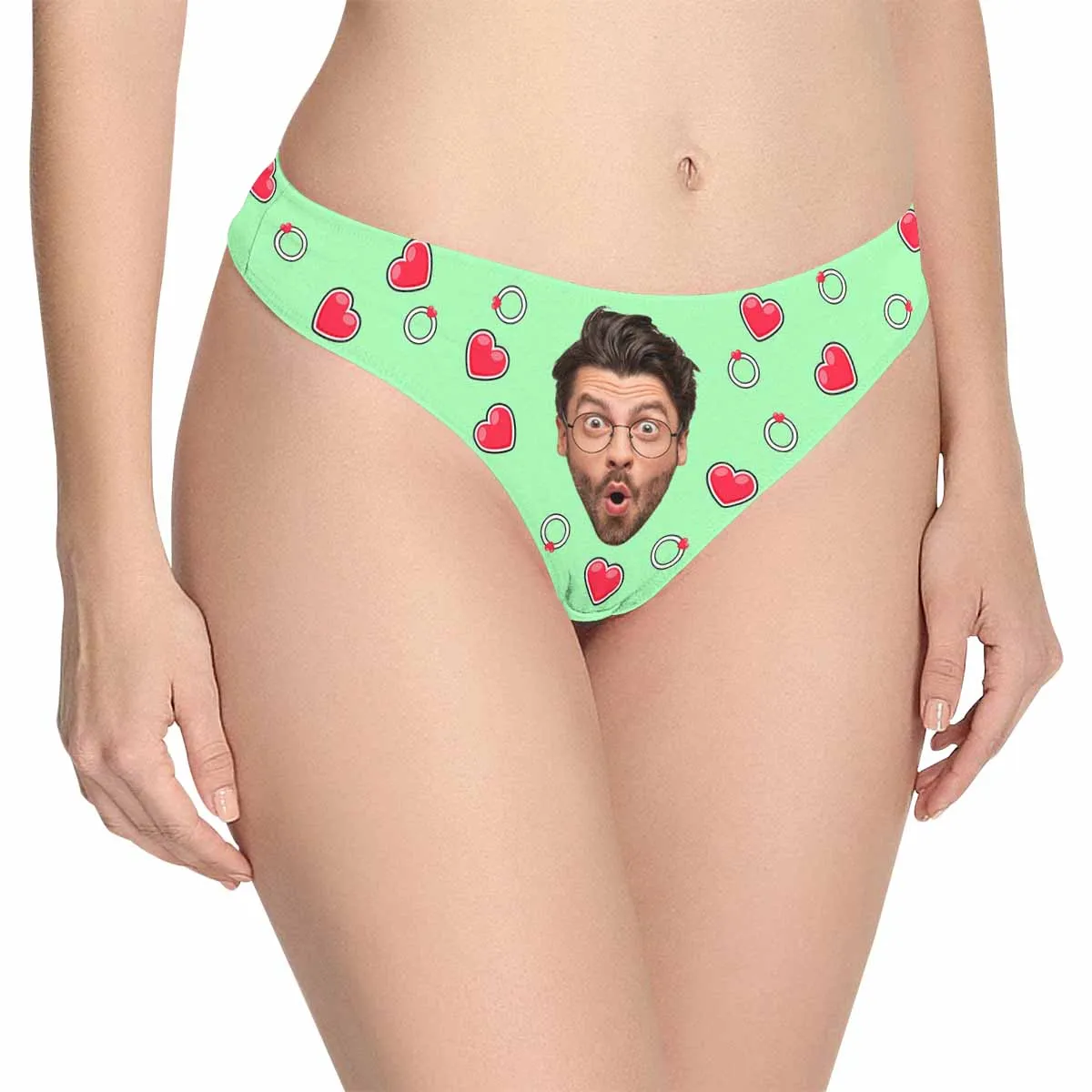 Custom Face Underwear for Her Personalized Heart Multicolor Thongs Panty Women's Lingerie Gifts for Girlfriend & Wife