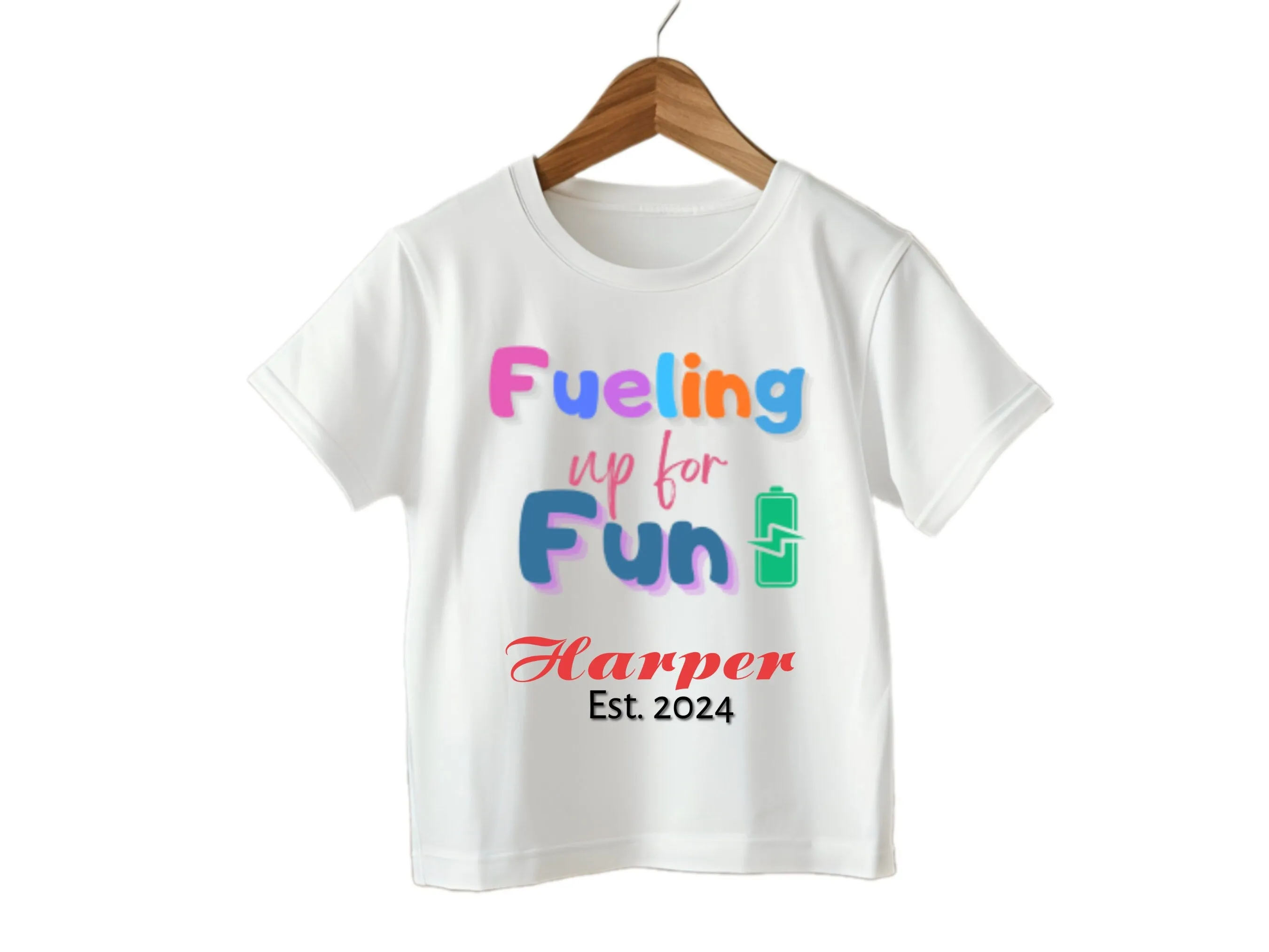 Custom Name Baby Vest With text Fueling Up for Fun for Baby Boys