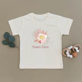 Custom Name Floral Organic Toddler Tee